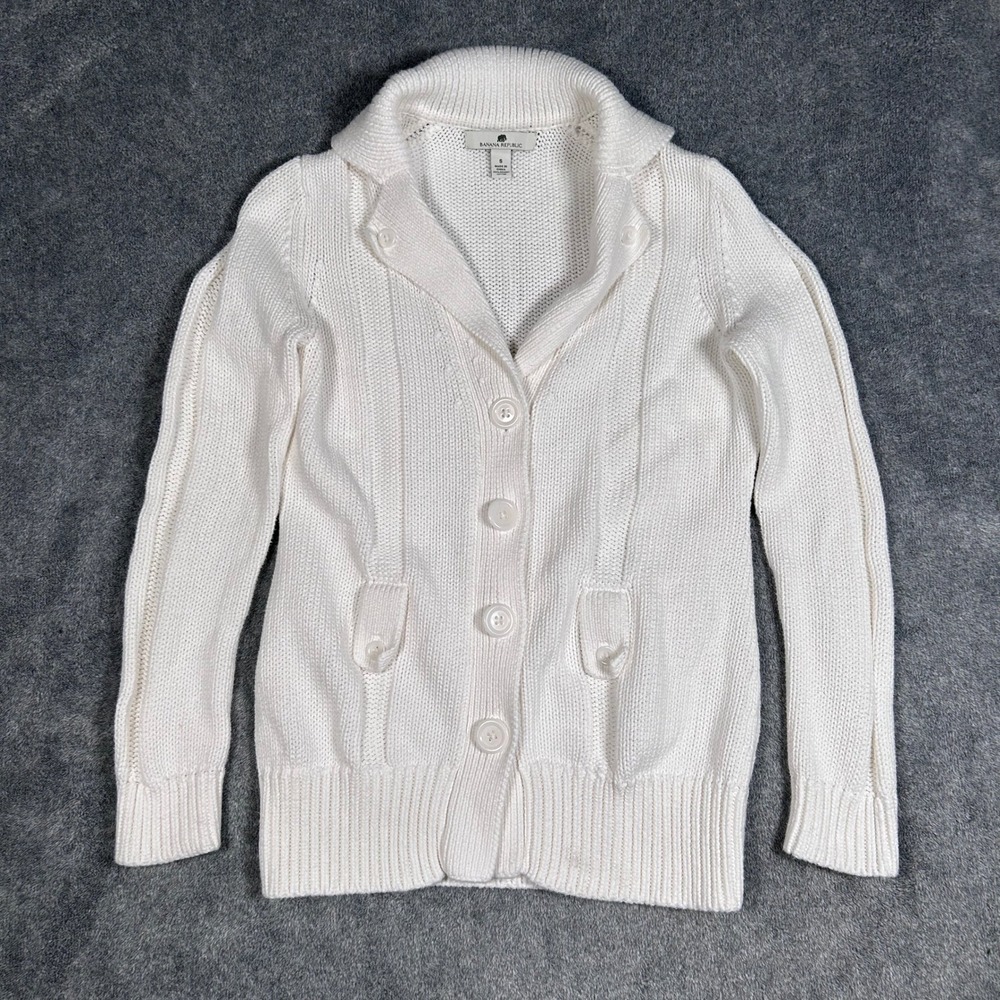 Banana Republic Cream Button-Up Knit Cardigan